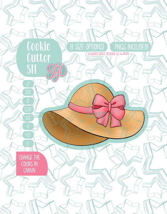 Straw Hat with Bow Cookie Cutter STL and PNG set