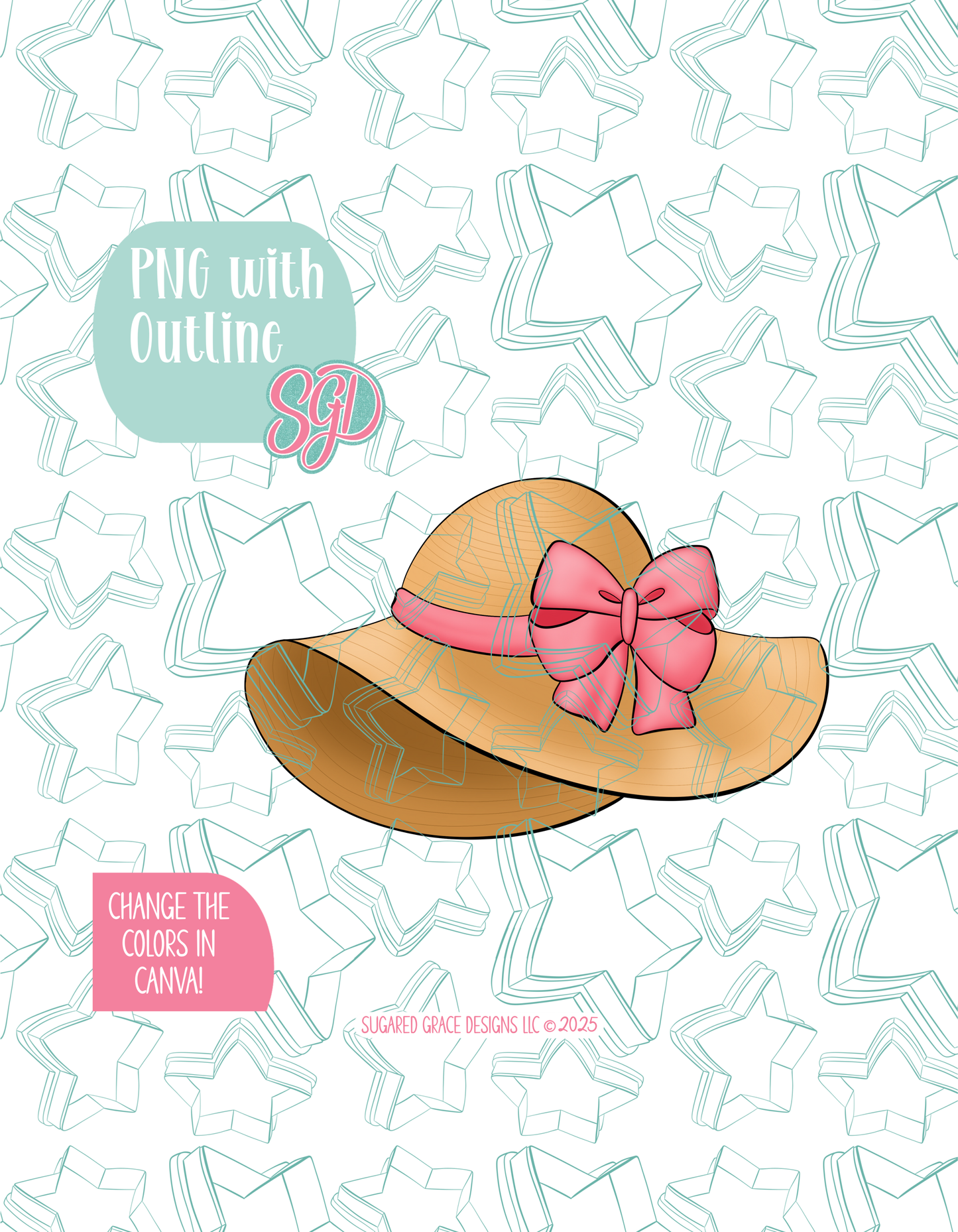 Straw Hat with Bow Cookie Cutter STL and PNG set