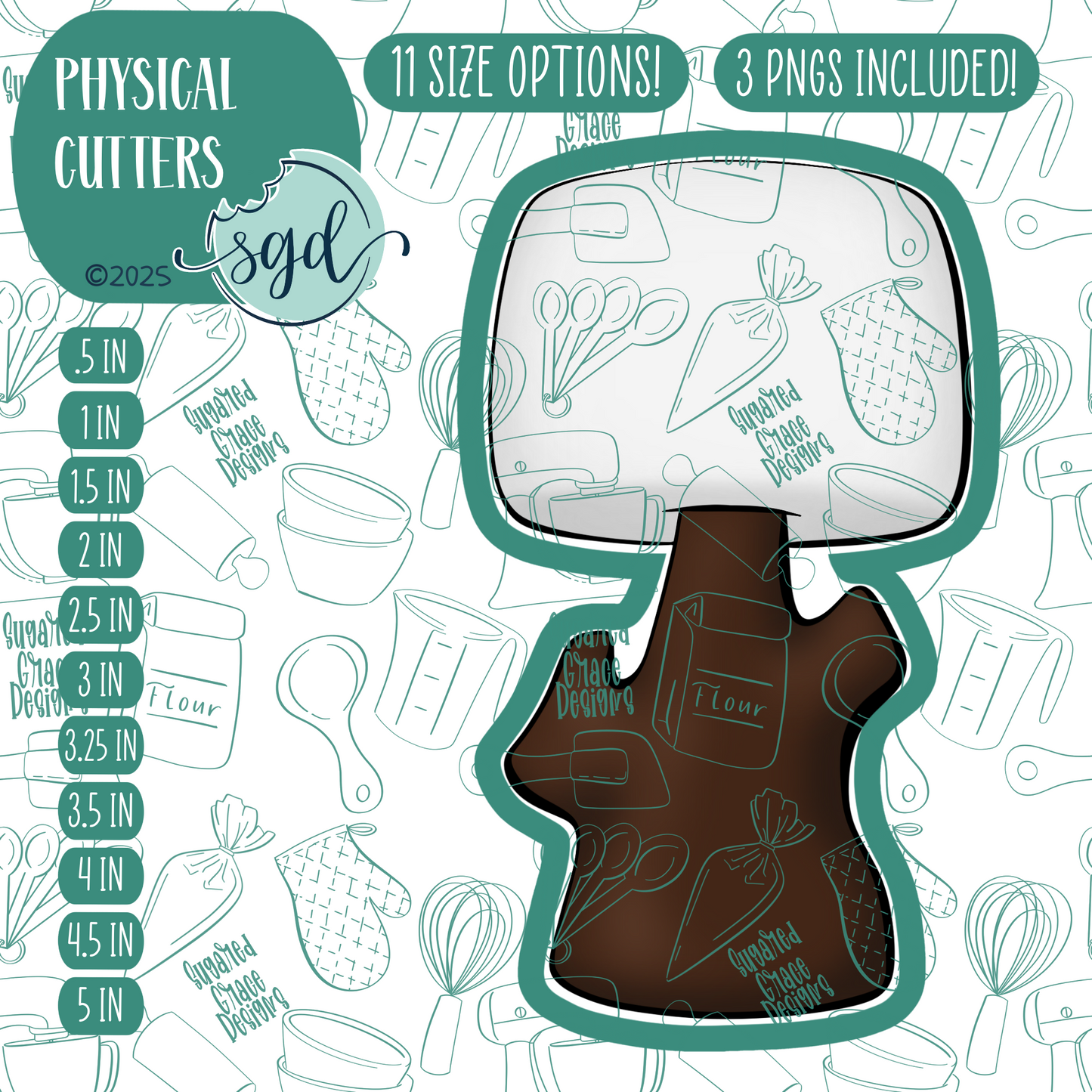 Roasting Marshmallow on a Stick Cookie Cutter with PNG Images to Match - Hand Drawn Graphics for Edible Ink Printers