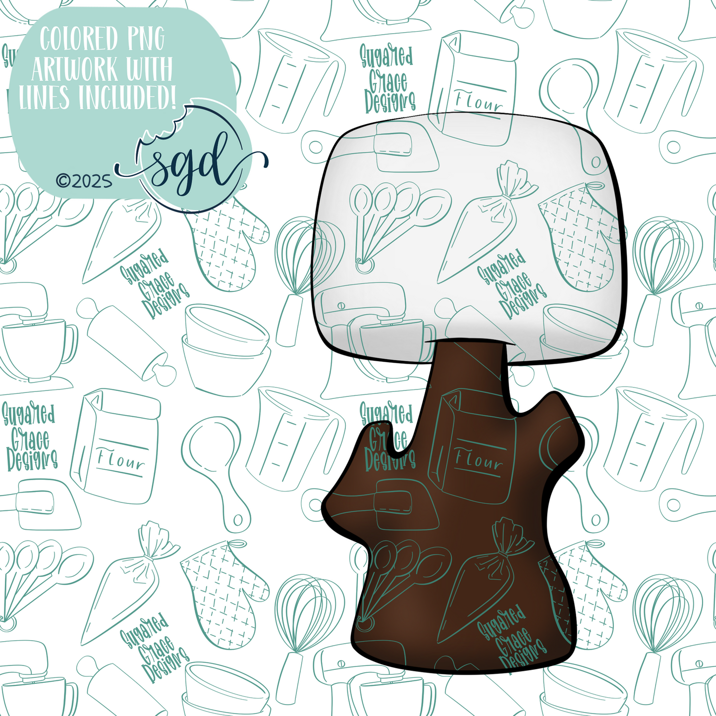 Marshmallow on a Stick Cutter STL File with PNG Images to Match - For 3D Printing and Edible Ink Printers