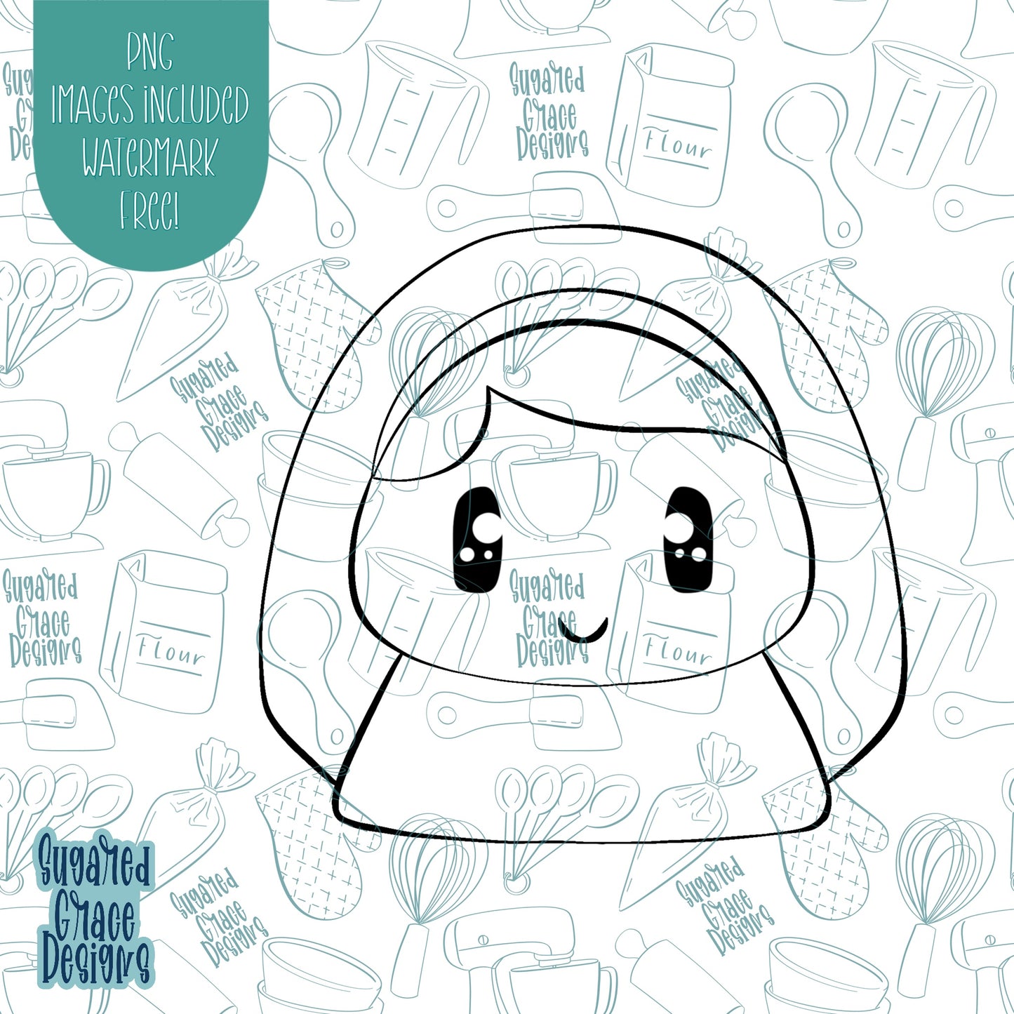 Nativity Mary Cookie Cutter with Matching Printable PNG Images for Edible Ink Printers Including Eddie