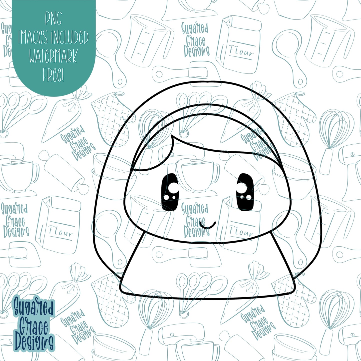 Nativity Mary Cookie Cutter with Matching Printable PNG Images for Edible Ink Printers Including Eddie