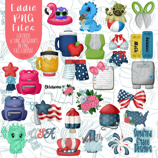 June 2024 PNG Bundle for Edible Ink Printers Including Eddie