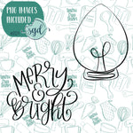 Merry and Bright Cookie Cutter Set with PNG Images to Match - Hand Drawn Graphics for Edible Ink Printers