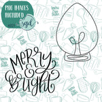 Merry and Bright Cookie Cutter Set with PNG Images to Match - Hand Drawn Graphics for Edible Ink Printers