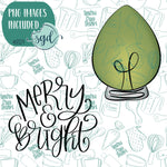 Merry and Bright Cookie Cutter Set with PNG Images to Match - Hand Drawn Graphics for Edible Ink Printers