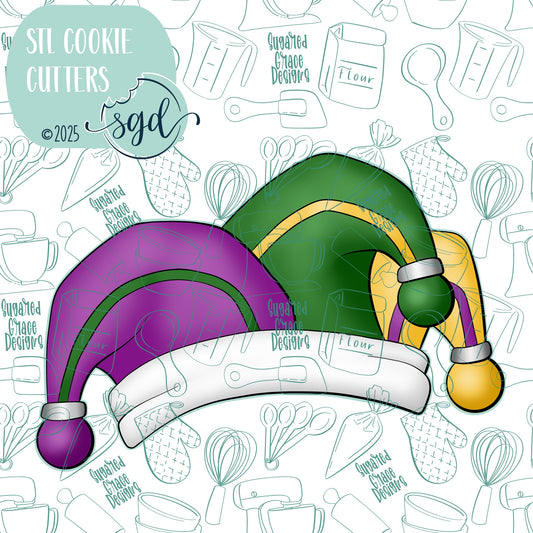 Mardi Gras Jester Hat Cookie Cutter STL File  with PNG Images to Match - For 3D Printing and Edible Ink Printers