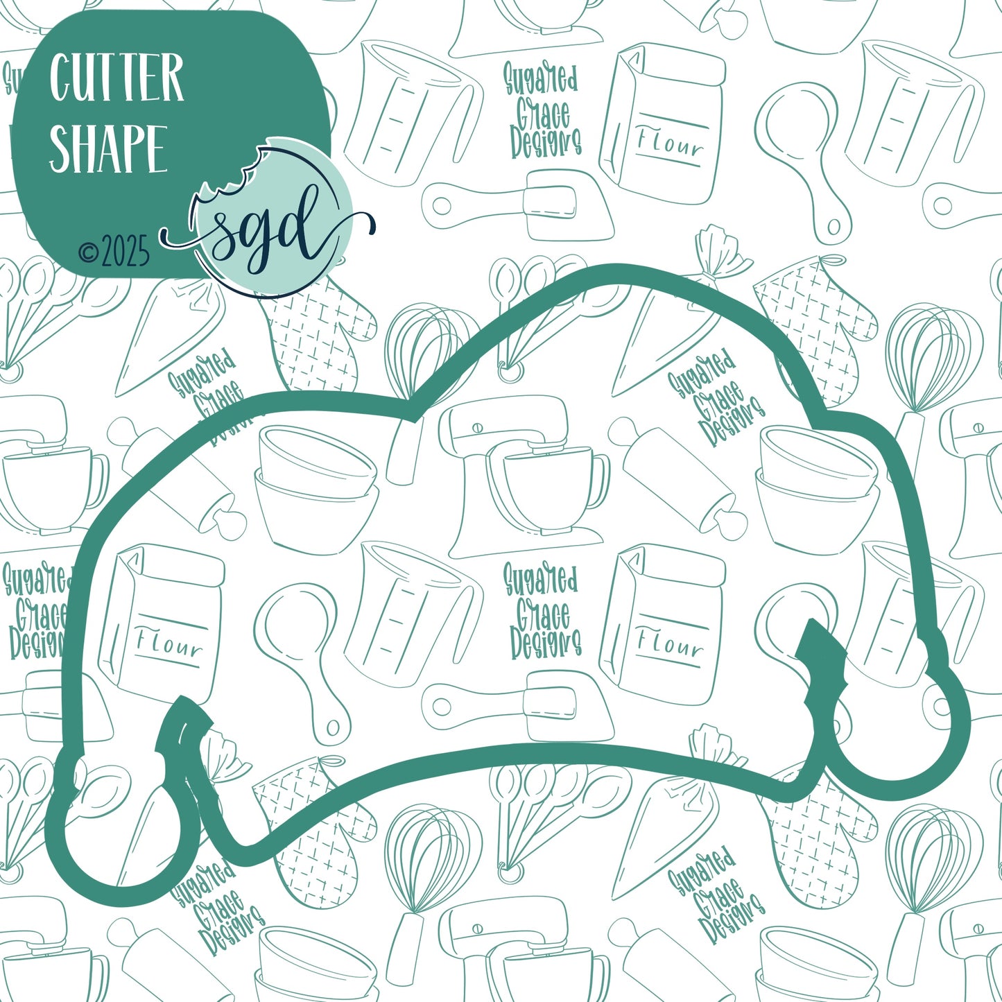 Mardi Gras Jester Hat Cookie Cutter with PNG Images to Match - Hand Drawn Graphics for Edible Ink Printers
