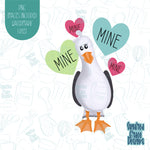 Valentines Day Mine Pelican cookie cutter with png images for edible ink printers including Eddie