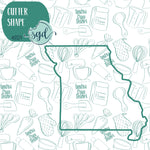 Missouri State Cookie Cutter with PNG Images to Match - Hand Drawn Graphics for Edible Ink Printers - United States Shape