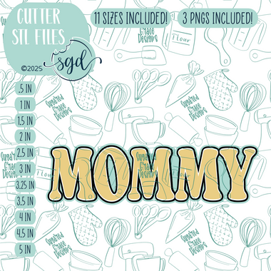 Mommy Word Plaque Cookie Cutter STL File with PNG Images to Match - For 3D Printing and Edible Ink Printers