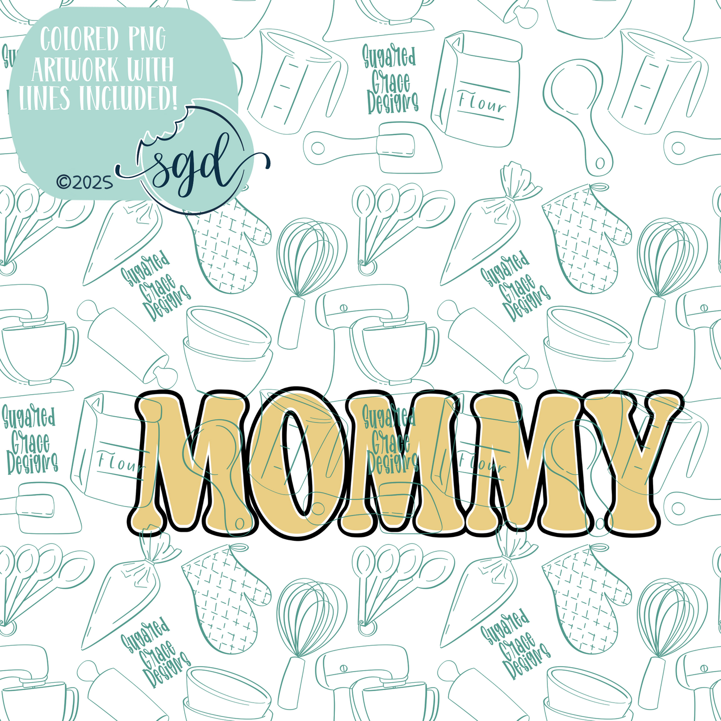 Mommy Cookie Cutter STL File with PNG Images to Match - For 3D Printing and Edible Ink Printers