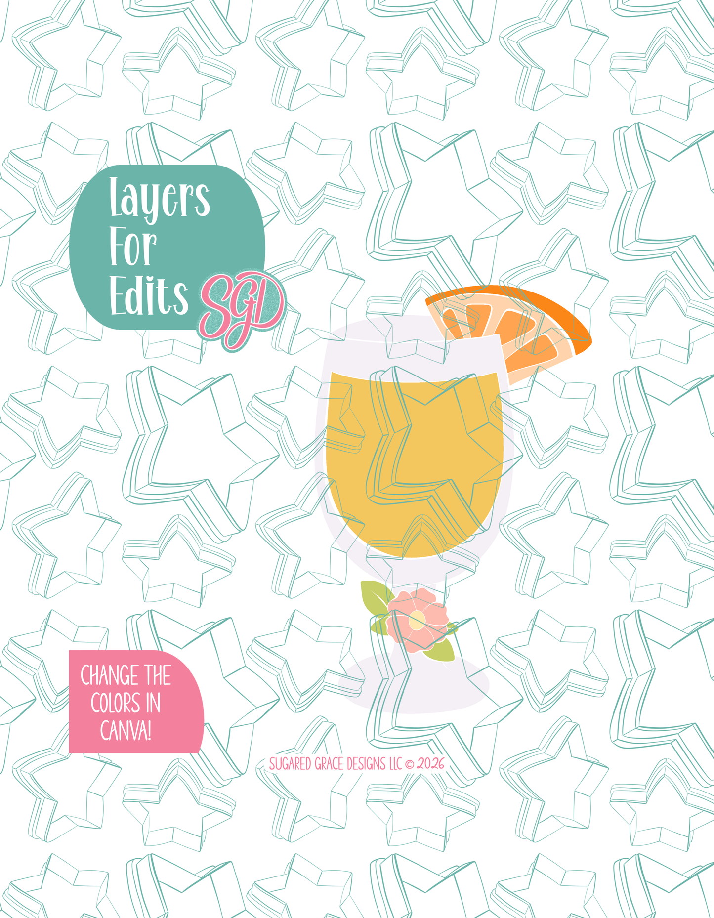 Mimosa Cookie Cutter with matching PNG