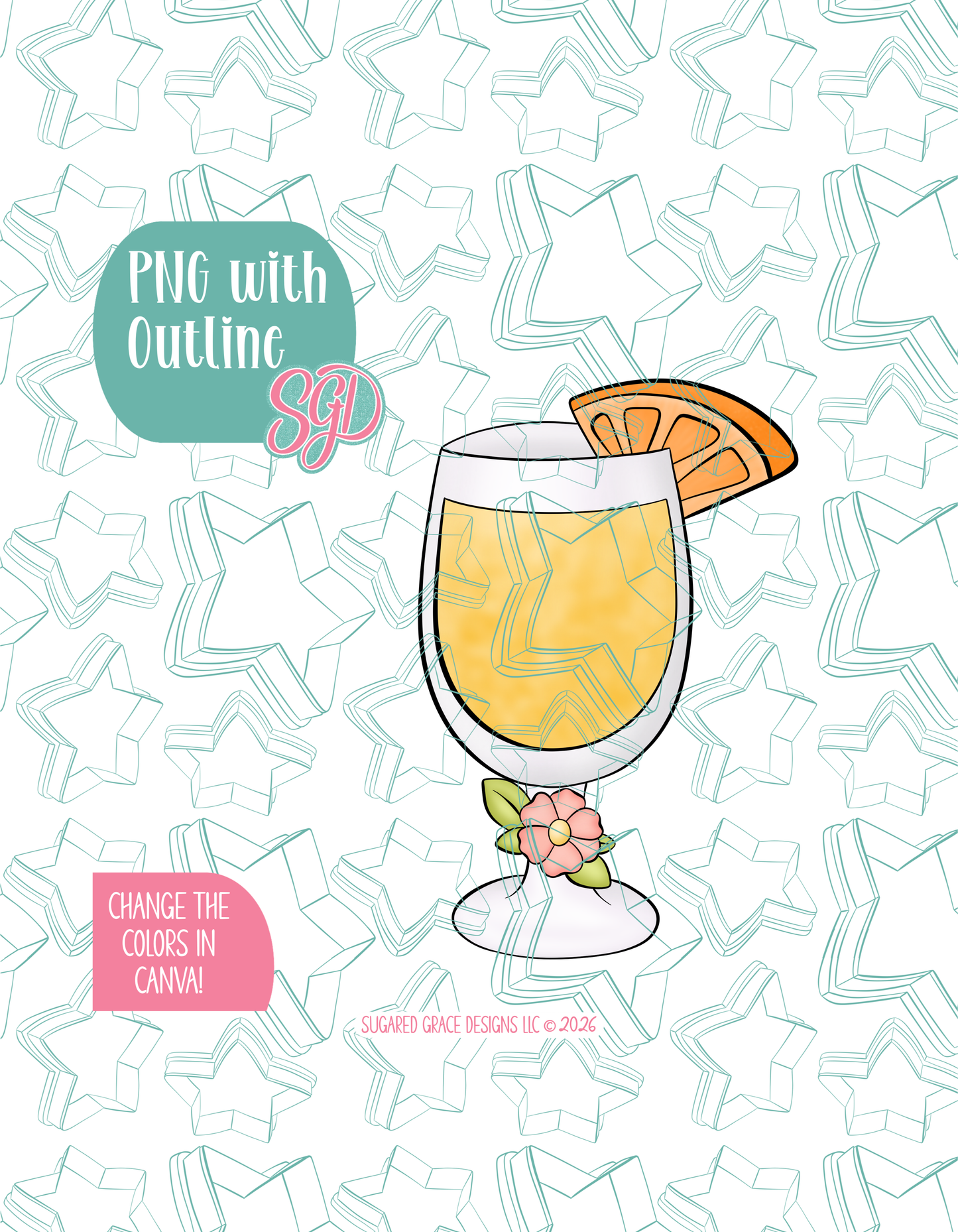 Mimosa Cookie Cutter with matching PNG