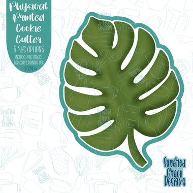 Monstera Leaf Cookie Cutter with Matching PNG Images for Edible Ink Printers Including Eddie