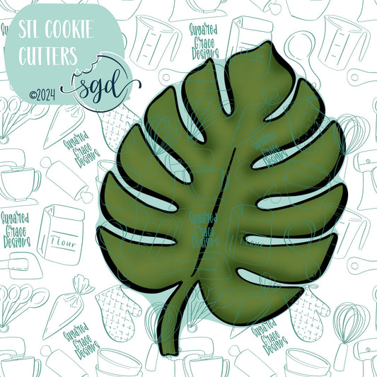 Monstera Leaf Cookie Cutter STL File  with PNG Images to Match - For 3D Printing and Edible Ink Printers