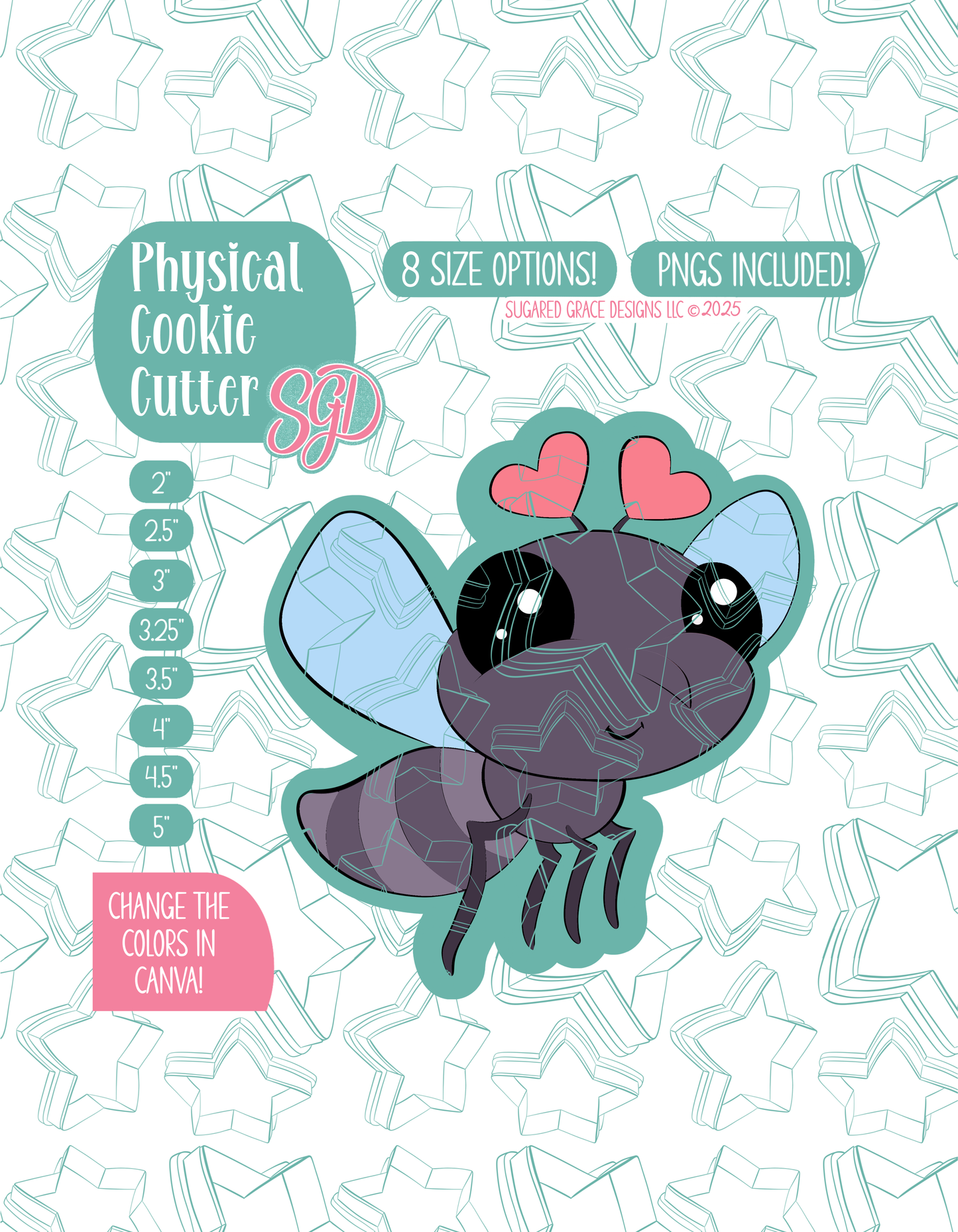 Mosquito Love bug Cookie Cutter with matching PNG