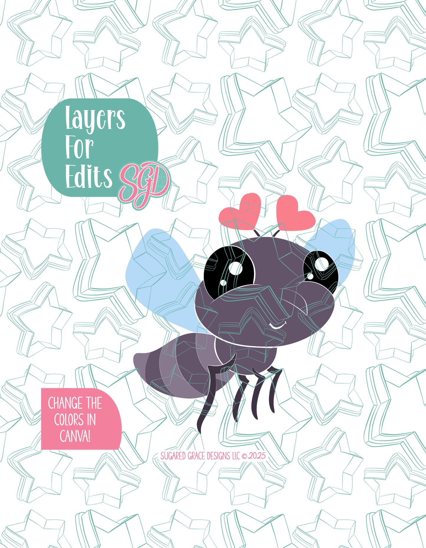 Mosquito Love bug Cookie Cutter with matching PNG