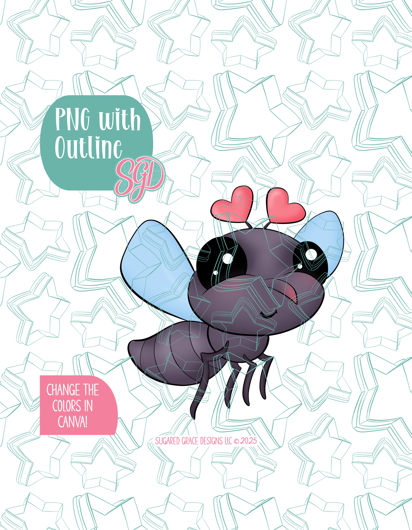 Mosquito Love bug Cookie Cutter with matching PNG