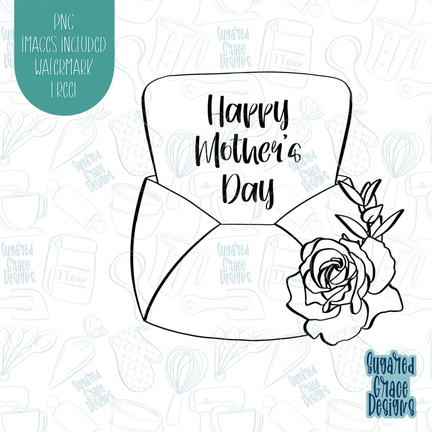 Mother's Day Letter Cookie Cutter Plaque with Matching PNG Images for Edible Ink Printers Including Eddie