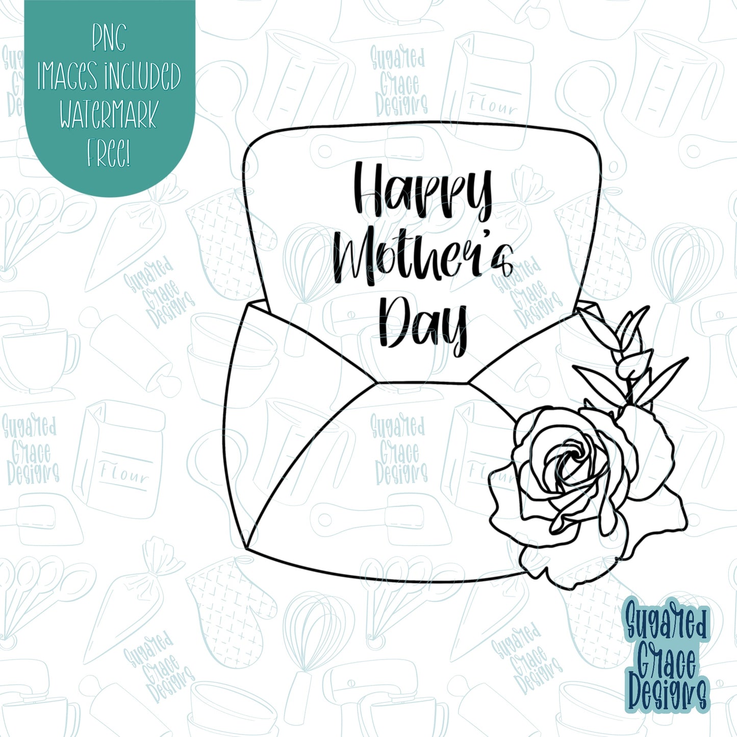 Mother's Day Letter Cookie Cutter Plaque with Matching PNG Images for Edible Ink Printers Including Eddie