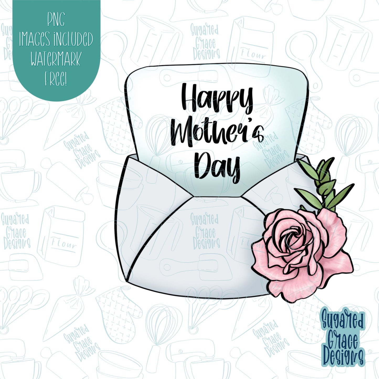 Mother's Day Letter Cookie Cutter Plaque with Matching PNG Images for Edible Ink Printers Including Eddie