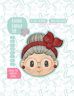 Editable Mrs Claus Cookie Cutter STL File with PNG Images to Match - For 3D Printing and Edible Ink Printers