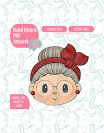 Mrs Claus PNG Image Set for Edible Ink Printers - Hand Drawn Editable Graphic