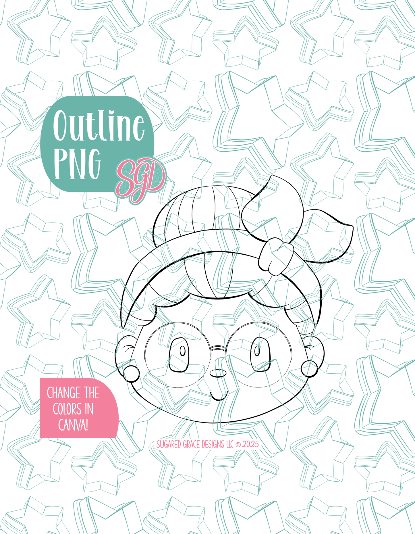 Mrs Claus Cookie Cutter with PNG Images to Match - Hand Drawn Graphics for Edible Ink Printers