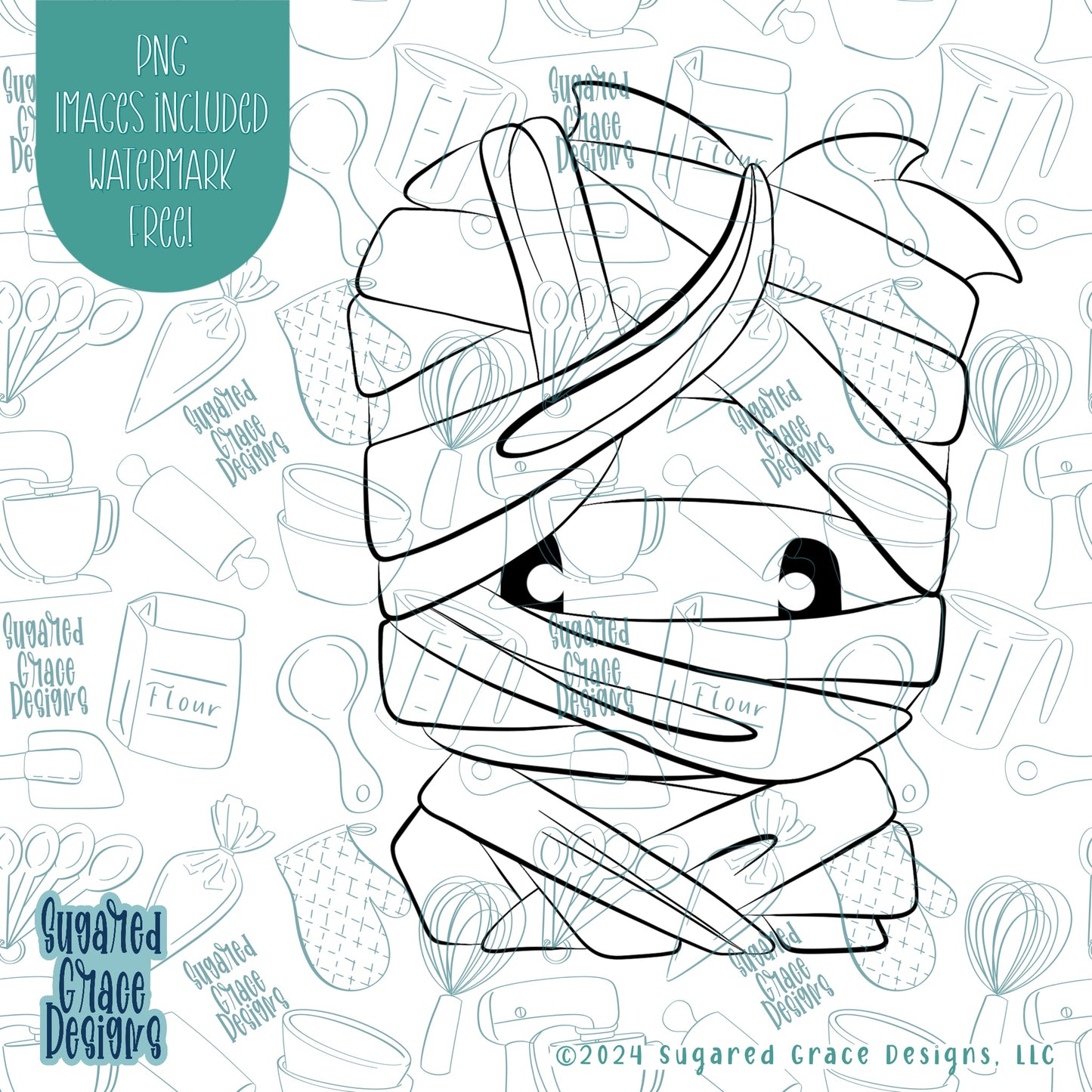 Mummy Cookie Cutter with Matching Printable PNG Images for Edible Ink Printers Including Eddie