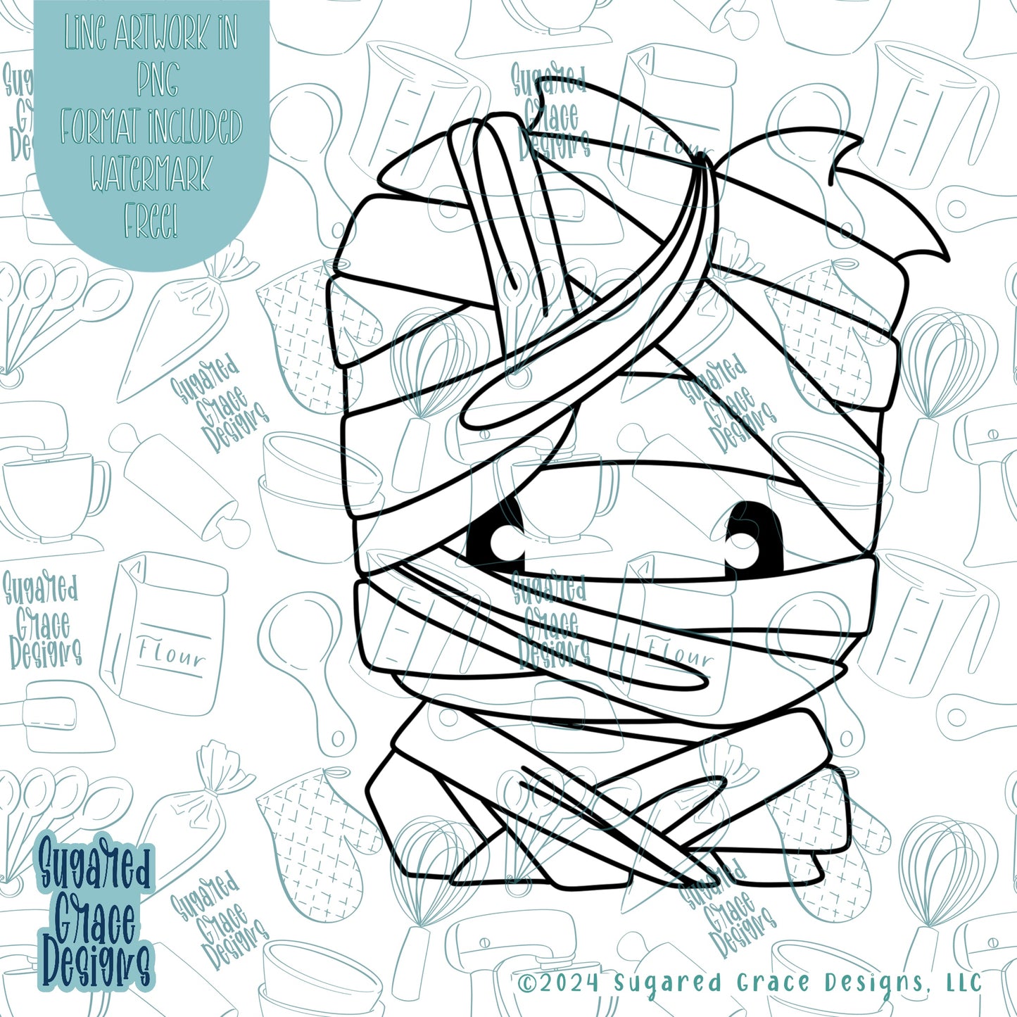 Mummy Cookie Cutter STL Files for 3D Printing with Matching Printable PNG Images for Edible INK Printers Including Eddie