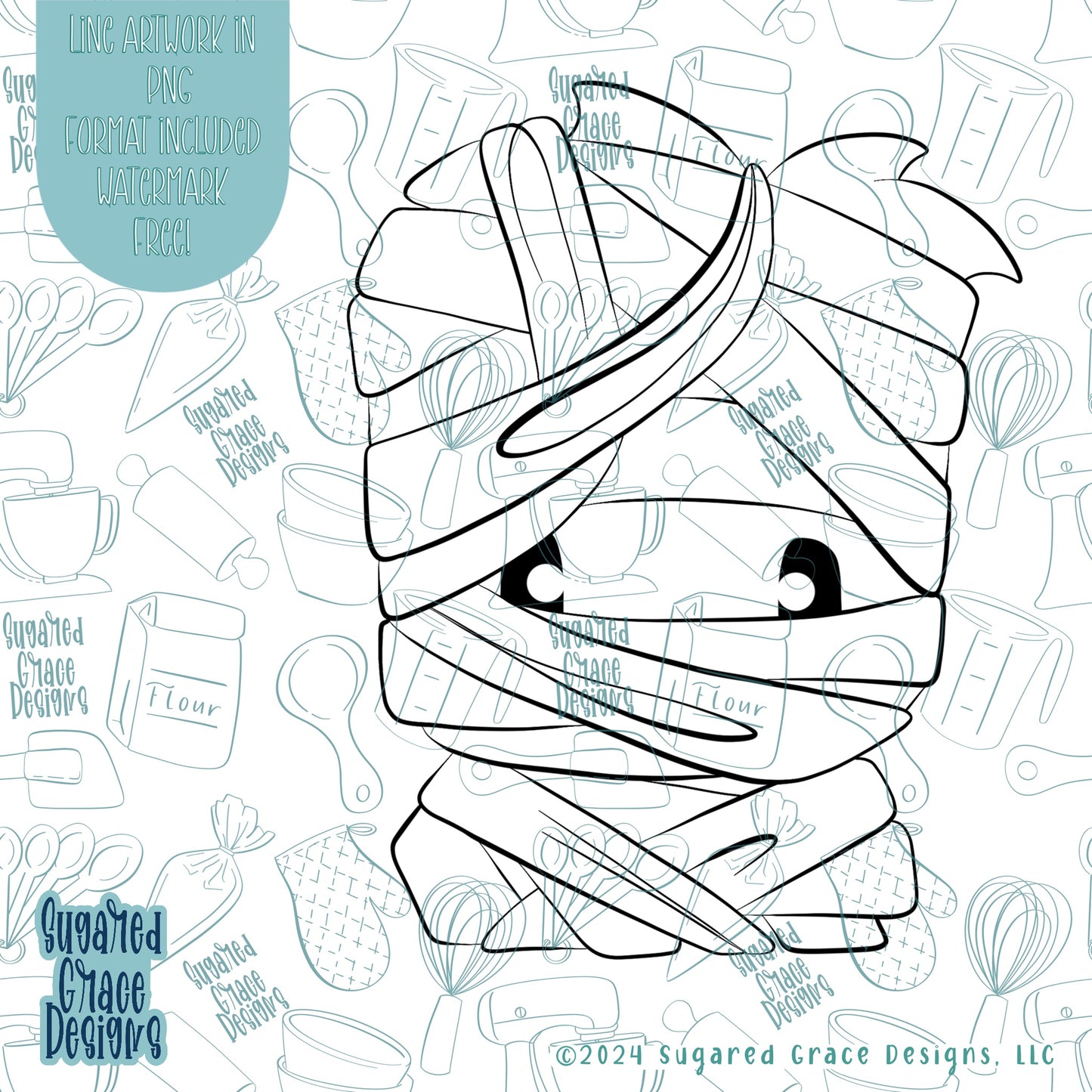 Mummy Cookie Cutter STL Files for 3D Printing with Matching Printable PNG Images for Edible INK Printers Including Eddie