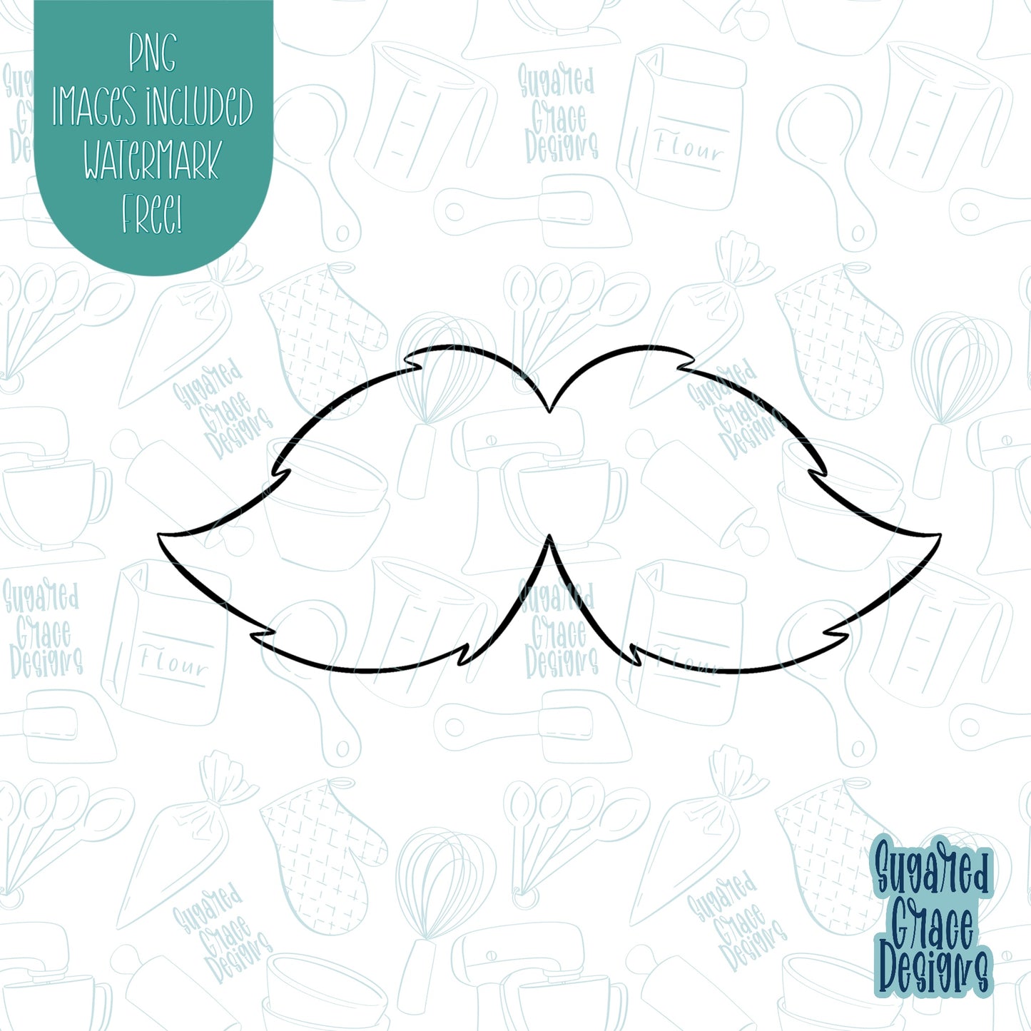 Mustache Cookie Cutter with Matching PNG Images for Edible Ink Printers Including Eddie