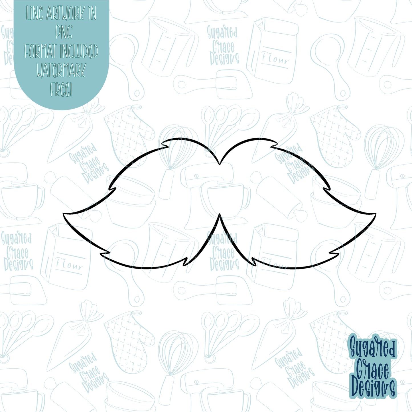 Mustache Cookie Cutter STL Files for 3D Printers with Matching Printable PNG Images for Edible Ink Printers Including Eddie