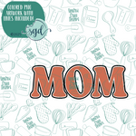 Mom Word Stick Cookie Cutter with PNG Images to Match - Hand Drawn Graphics for Edible Ink Printers