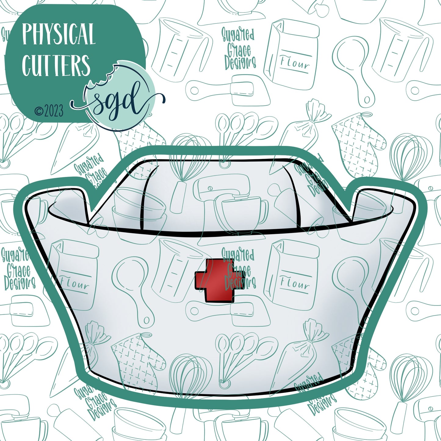 Doctor or Nurse Cap Cookie Cutter with PNG Images to Match - Hand Drawn Graphics for Edible Ink Printers