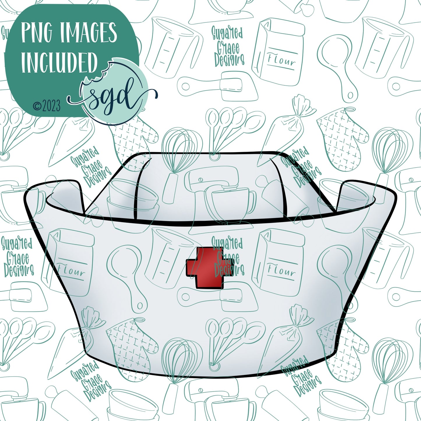 Doctor or Nurse Cap Cookie Cutter with PNG Images to Match - Hand Drawn Graphics for Edible Ink Printers