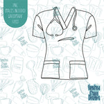 Nurse Scrubs Shirt Cookie Cutter with Matching PNG Images for Edible Ink Printers Including Eddie