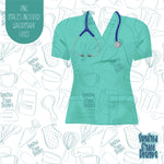 Nurse Scrubs Shirt Cookie Cutter with Matching PNG Images for Edible Ink Printers Including Eddie