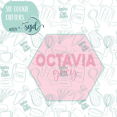 Octavia Octagon Plaque Cookie Cutter with Matching Printable PNG Images for Edible Ink Printers Including Eddie