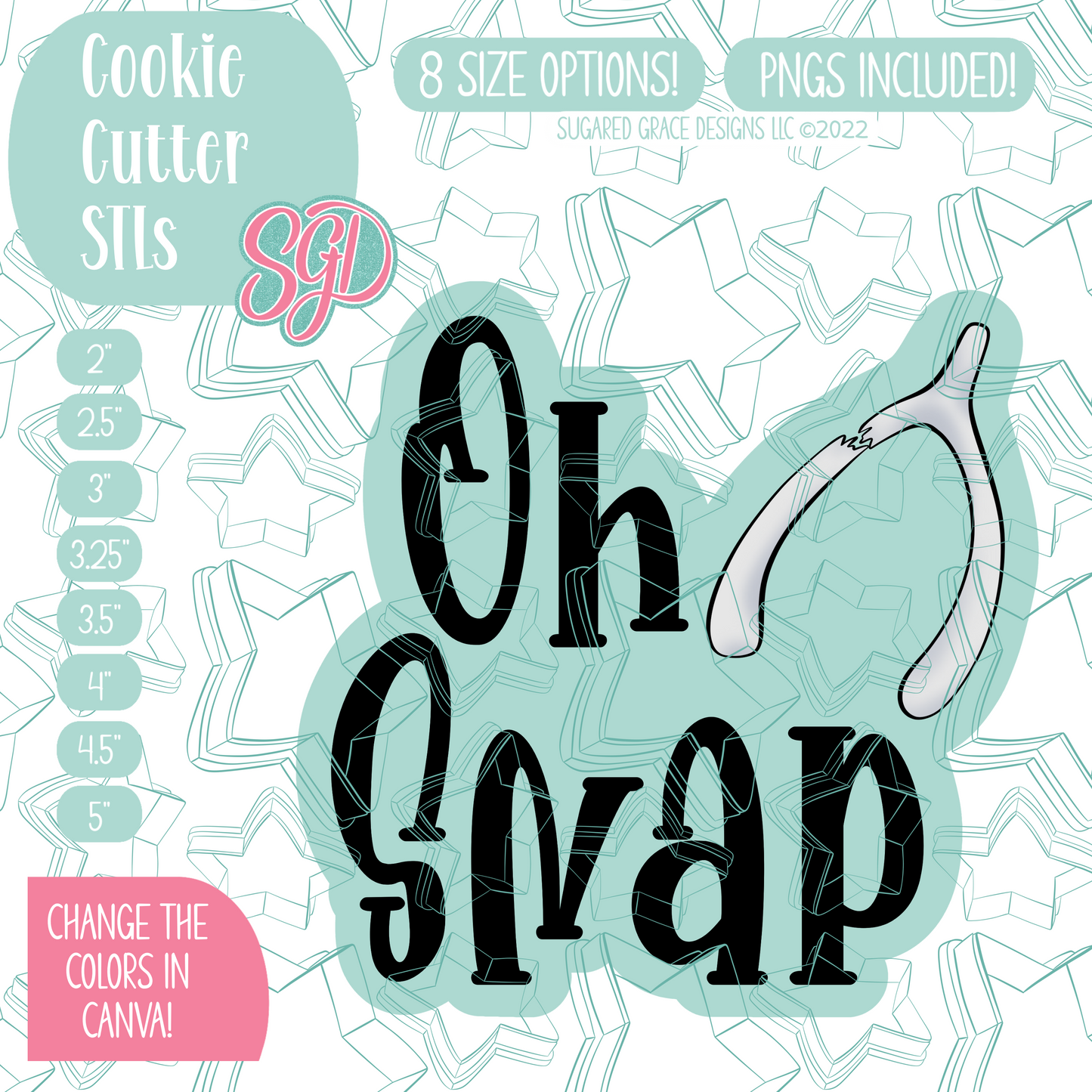 Oh Snap Plaque Cookie Cutter STL File with PNG Images to Match - For 3D Printing and Edible Ink Printers