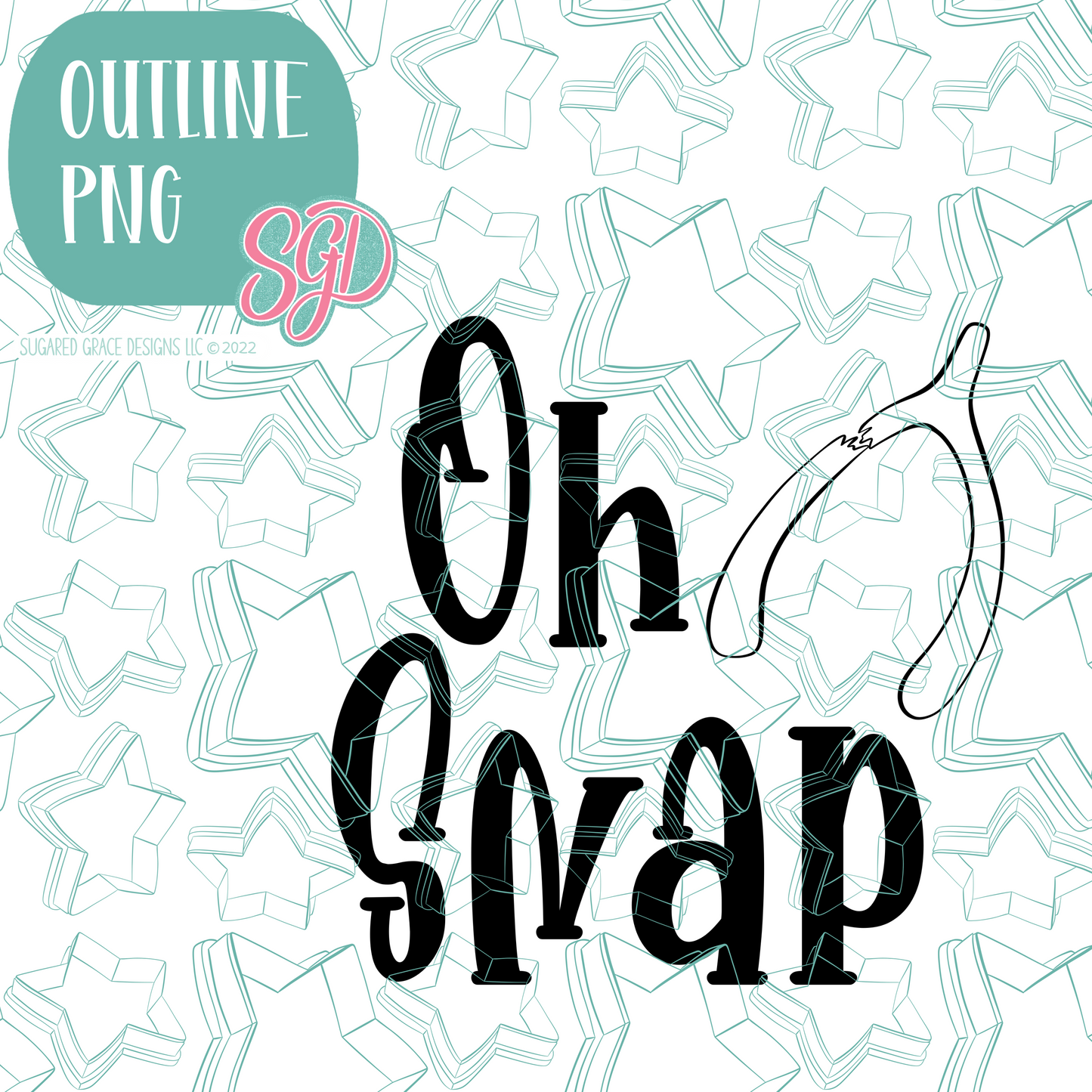 Oh Snap Wishbone Plaque Cookie Cutter with PNG Images to Match - Hand Drawn Graphics for Edible Ink Printers