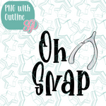 Oh Snap Wishbone Plaque Cookie Cutter with PNG Images to Match - Hand Drawn Graphics for Edible Ink Printers