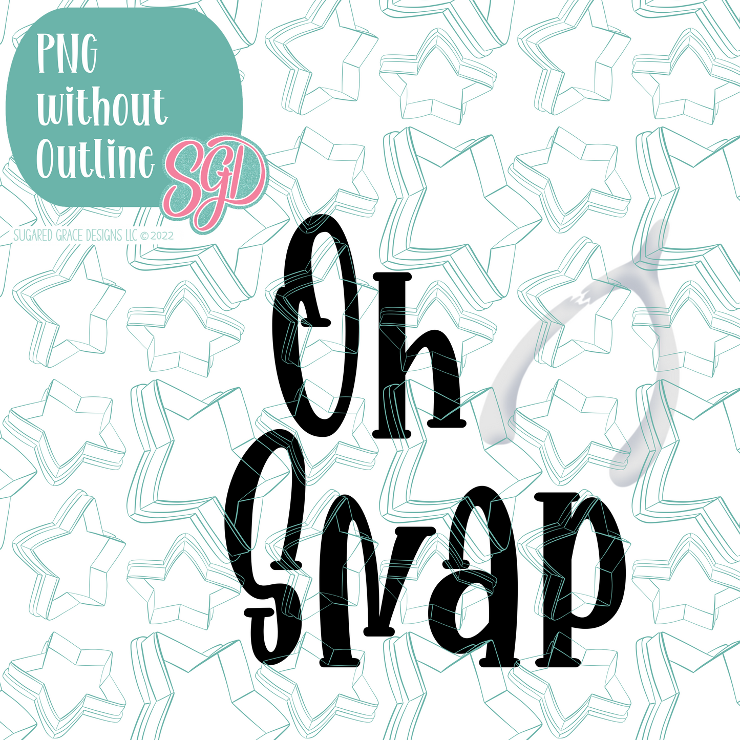 Oh Snap Wishbone Plaque Cookie Cutter with PNG Images to Match - Hand Drawn Graphics for Edible Ink Printers