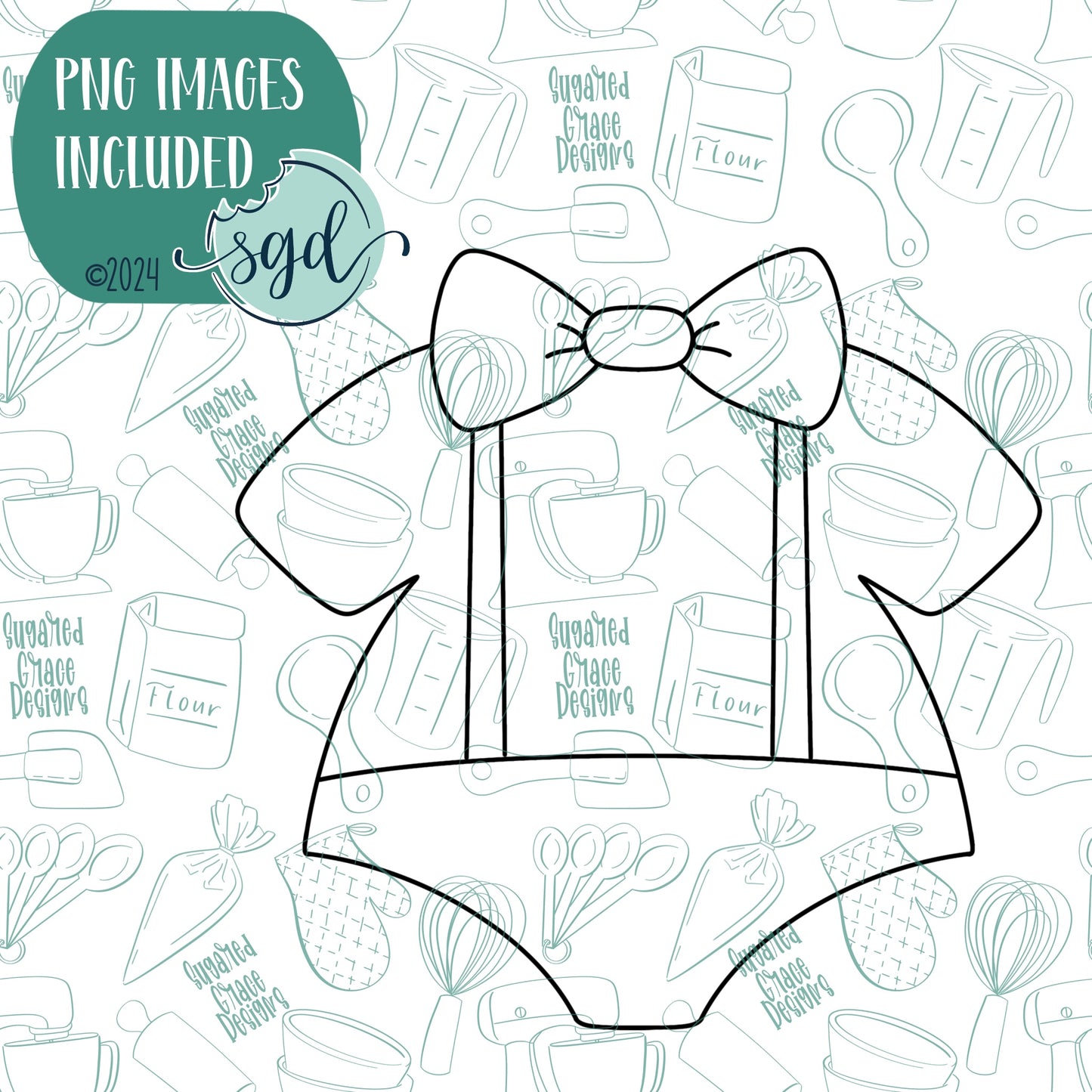 Baby Onesie with Bow Cookie Cutter with Matching Printable PNG Images for Edible Ink Printers Including Eddie