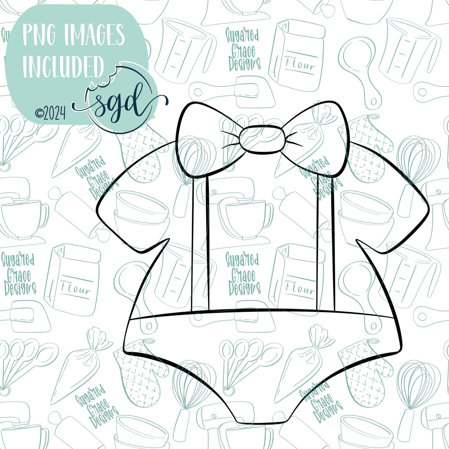 Baby Onesie with Bow Tie Cookie Cutter STL Files for 3D Printing with Matching Printable PNG Images for Edible Ink Printers Including Eddie