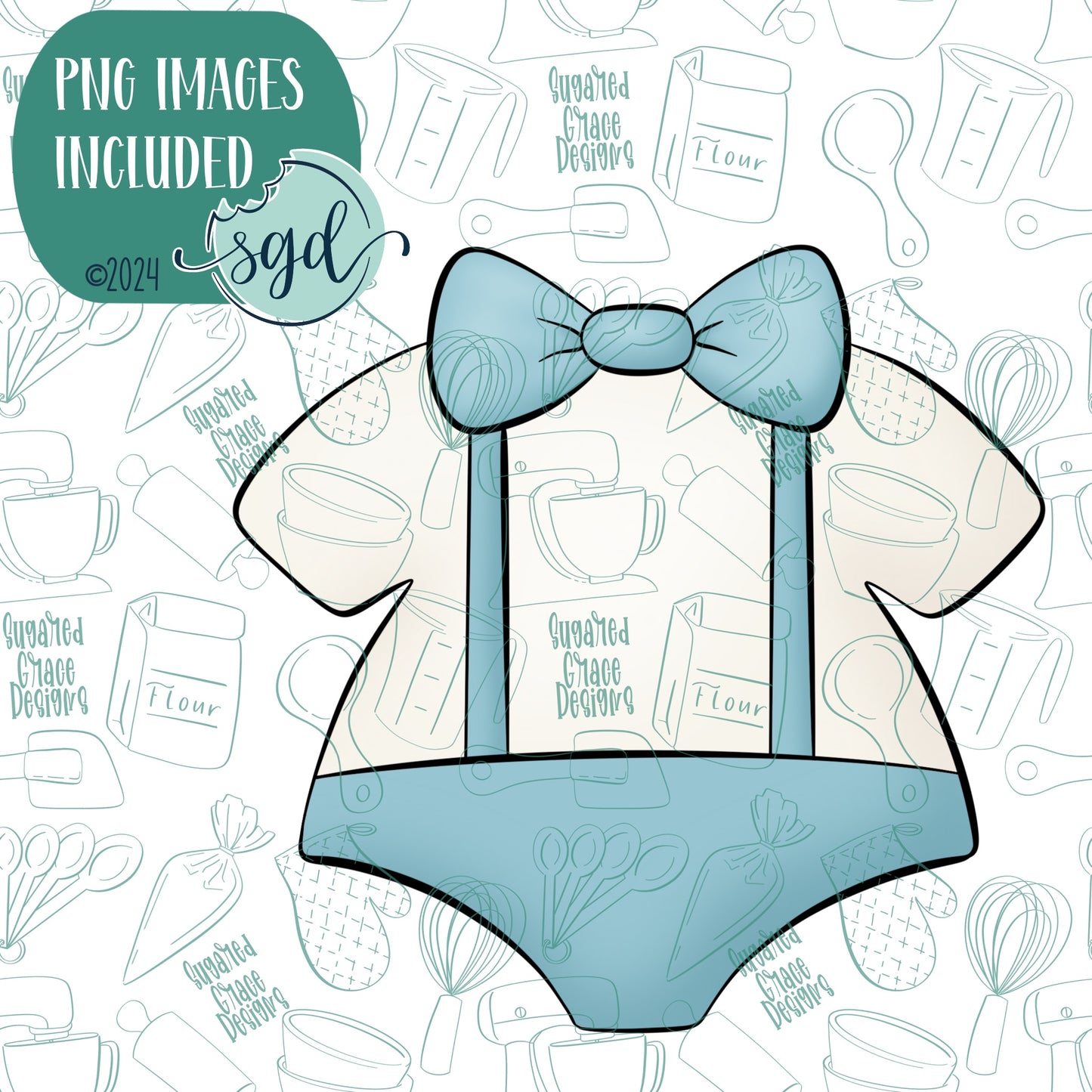 Baby Onesie with Bow Cookie Cutter with Matching Printable PNG Images for Edible Ink Printers Including Eddie