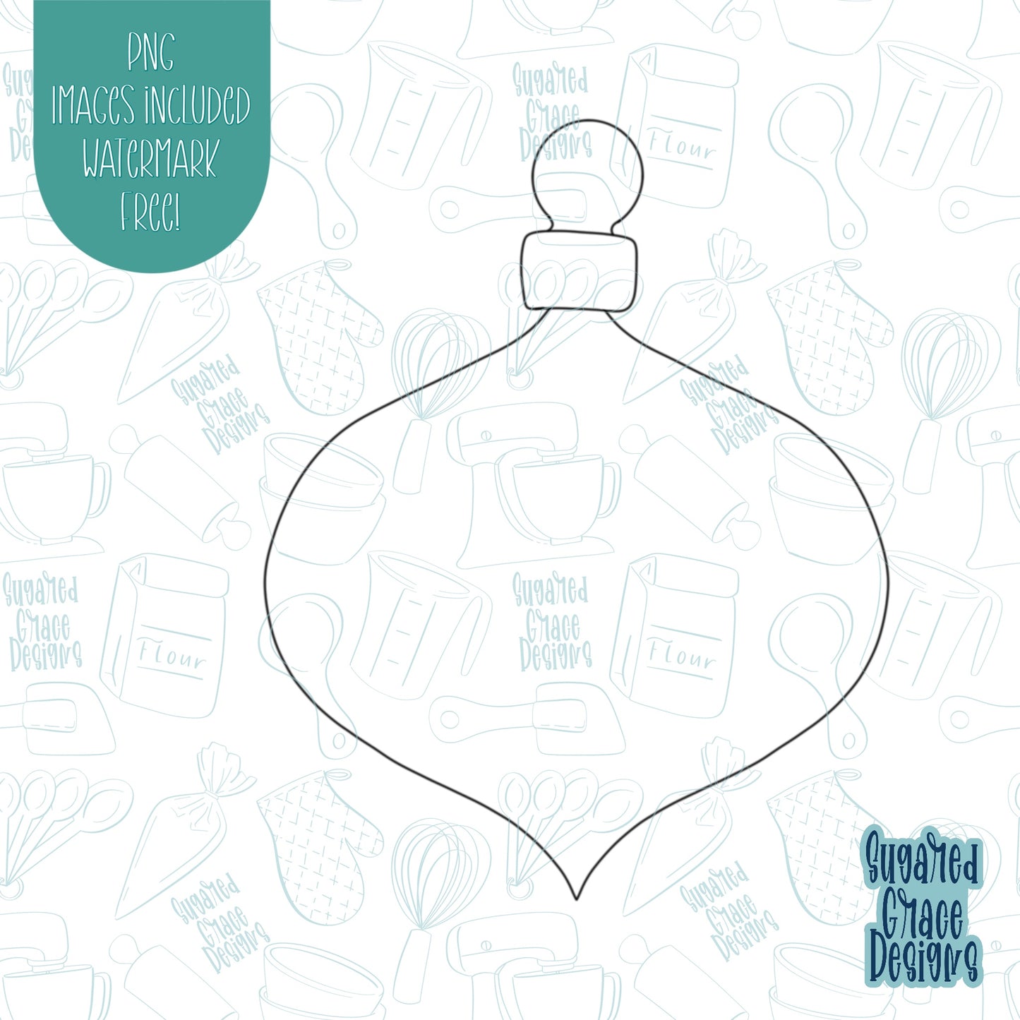 Christmas ornament cookie cutter with png images for edible ink printers including Eddie