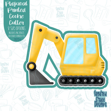 Backhoe Cookie Cutter with matching png image for edible printers including Eddie