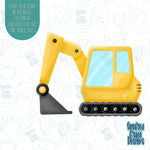 Backhoe Cookie Cutter with matching png image for edible printers including Eddie